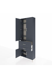 Arges Dolap 5 Raflı 2 Çekmeceli 4 Kapaklı 88x30x243 Antrasit-Antrasit