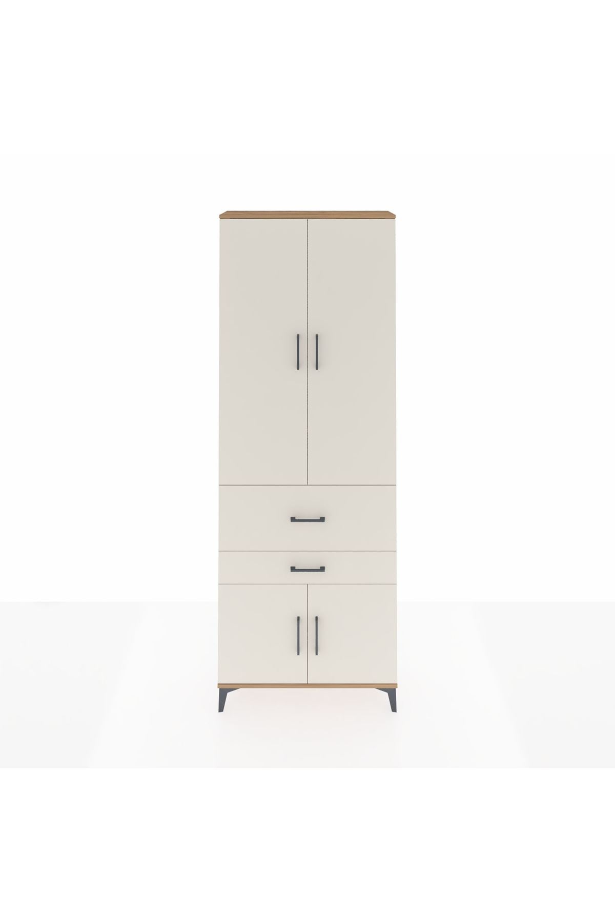 Arges Dolap 5 Raflı 2 Çekmeceli 4 Kapaklı 88x30x243 Çam-Aytaşı