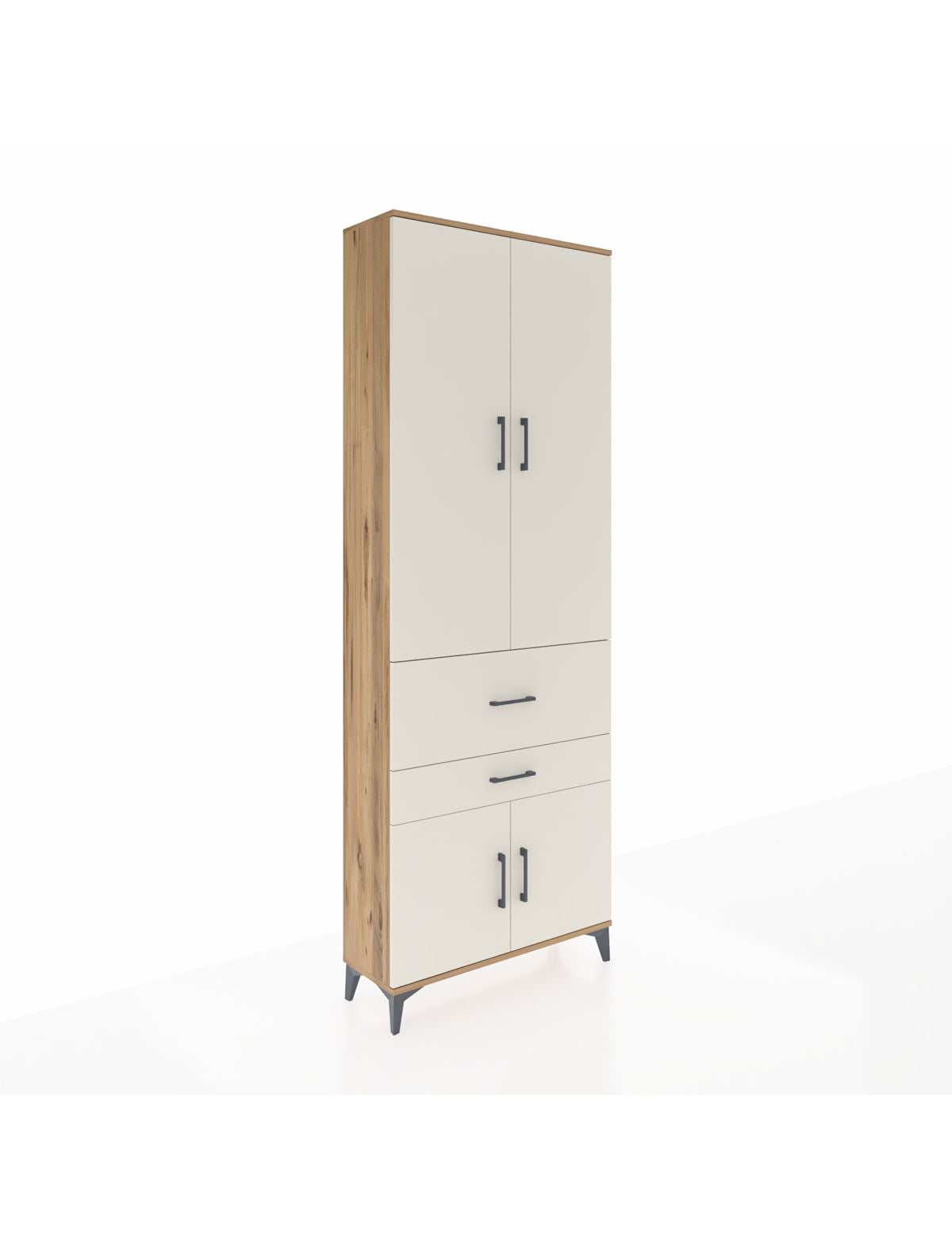 Arges Dolap 5 Raflı 2 Çekmeceli 4 Kapaklı 88x30x243 Çam-Aytaşı