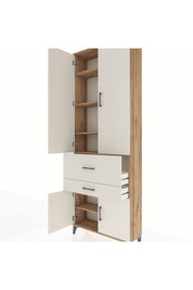 Arges Dolap 5 Raflı 2 Çekmeceli 4 Kapaklı 88x30x243 Çam-Aytaşı