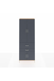 Arges Dolap 5 Raflı 2 Çekmeceli 4 Kapaklı 88x30x243 Çam-Antrasit