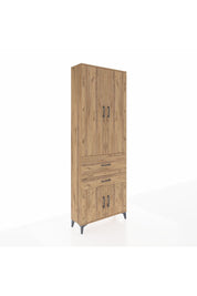 Arges Dolap 5 Raflı 2 Çekmeceli 4 Kapaklı 88x30x243 Çam-Çam