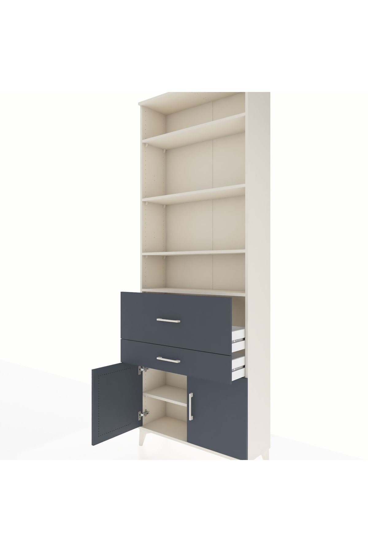 Arges Dolap 5 Raflı 2 Çekmeceli 2 Kapaklı 88x30x243 Aytaşı-Antrasit