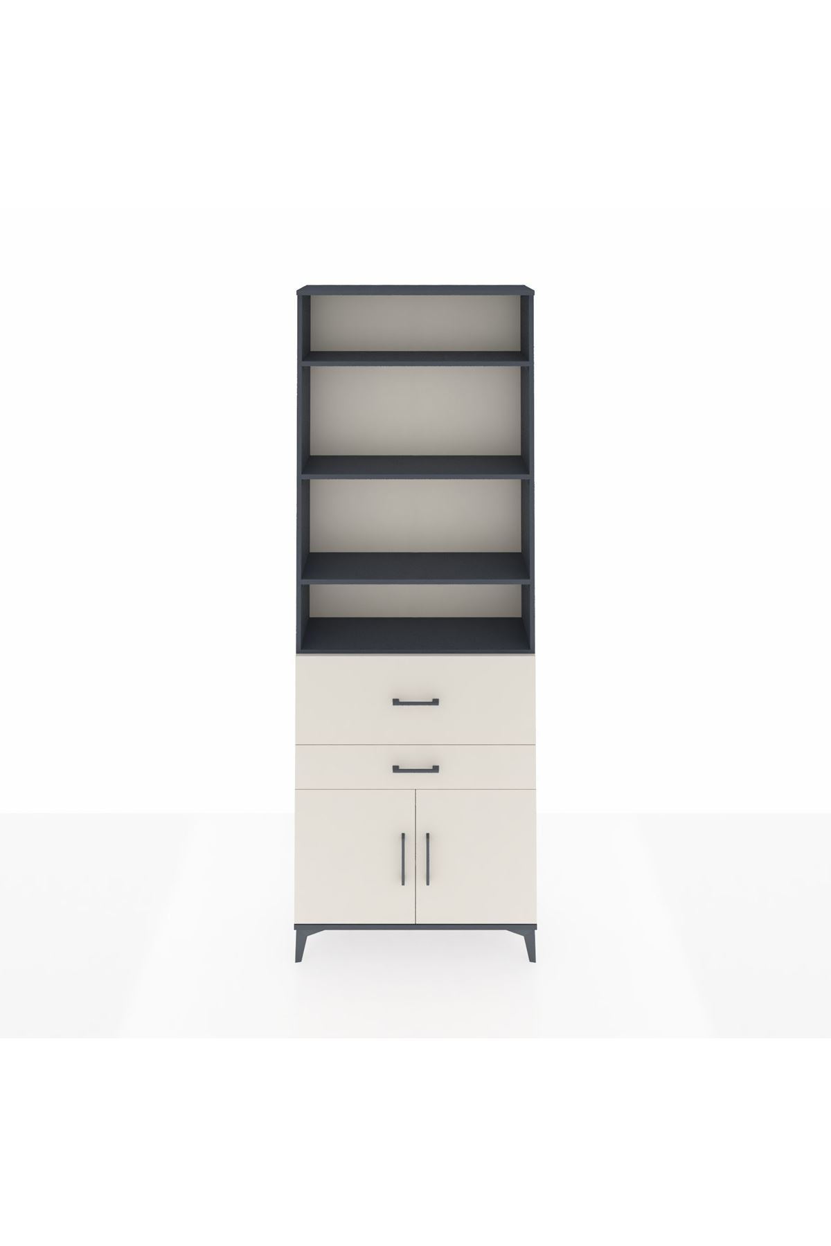 Arges Dolap 5 Raflı 2 Çekmeceli 2 Kapaklı 88x30x243 Antrasit-Aytaşı