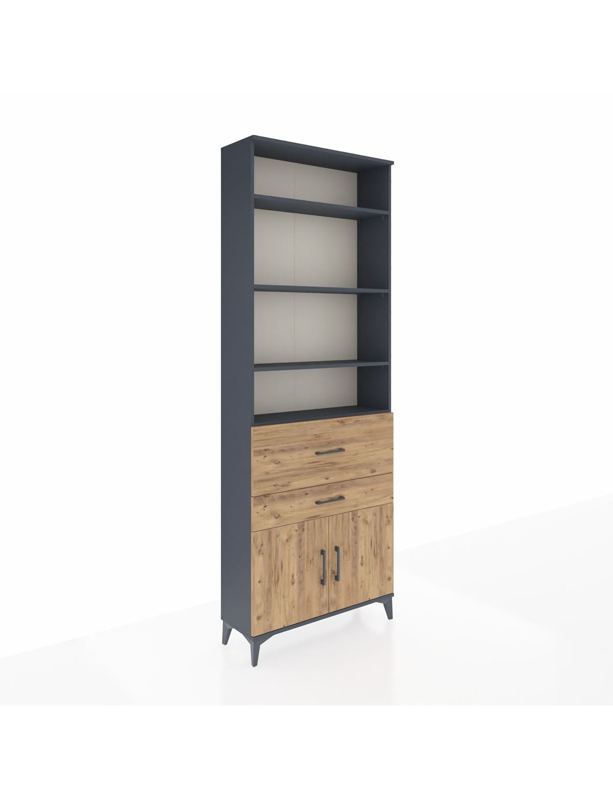 Arges Dolap 5 Raflı 2 Çekmeceli 2 Kapaklı 88x30x243 Antrasit-Çam