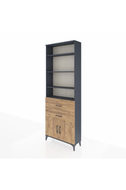 Arges Dolap 5 Raflı 2 Çekmeceli 2 Kapaklı 88x30x243 Antrasit-Çam