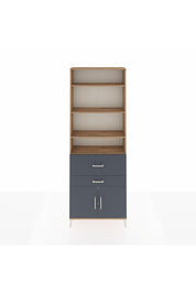 Arges Dolap 5 Raflı 2 Çekmeceli 2 Kapaklı 88x30x243 Çam-Antrasit