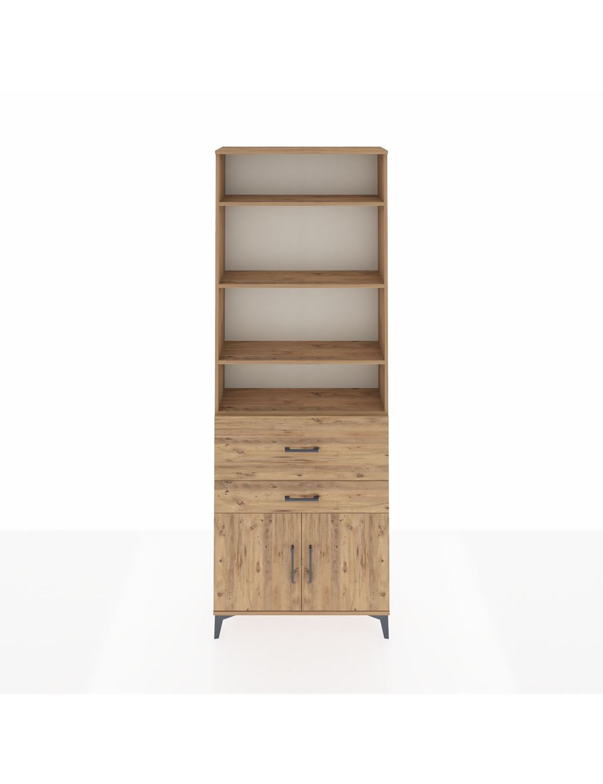 Arges Dolap 5 Raflı 2 Çekmeceli 2 Kapaklı 88x30x243 Çam-Çam