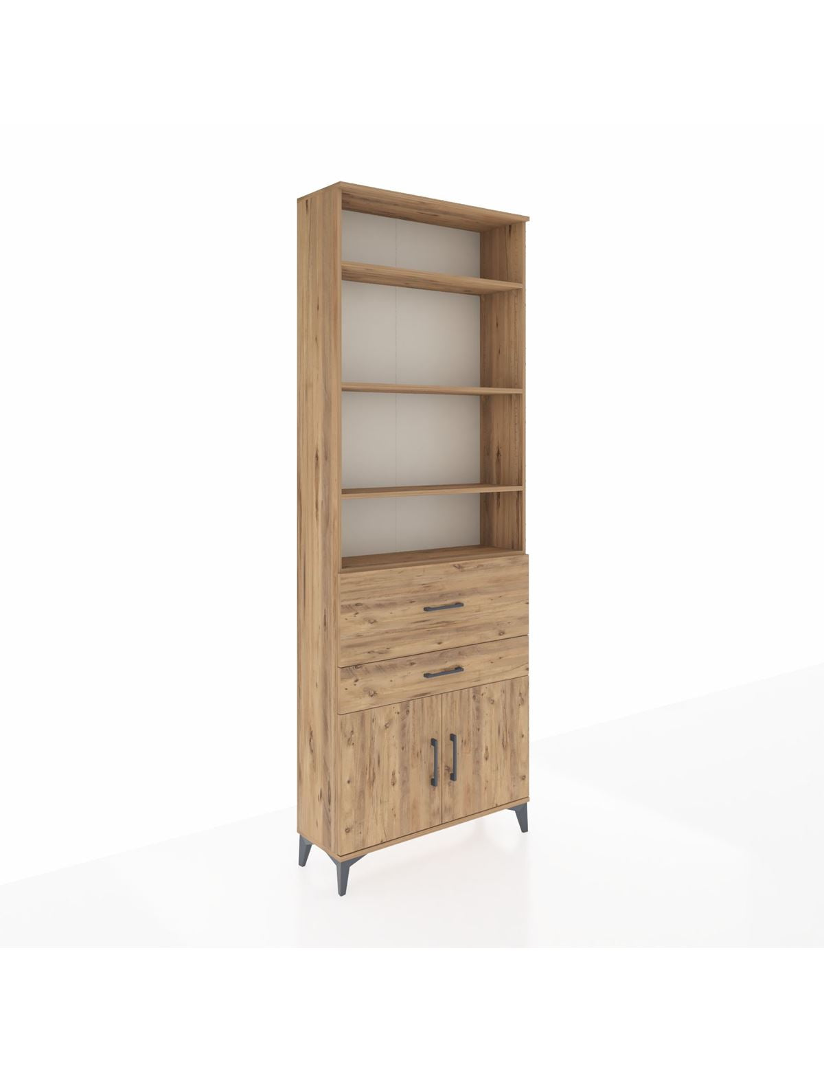 Arges Dolap 5 Raflı 2 Çekmeceli 2 Kapaklı 88x30x243 Çam-Çam