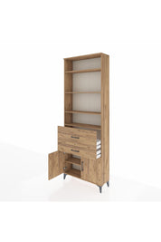 Arges Dolap 5 Raflı 2 Çekmeceli 2 Kapaklı 88x30x243 Çam-Çam