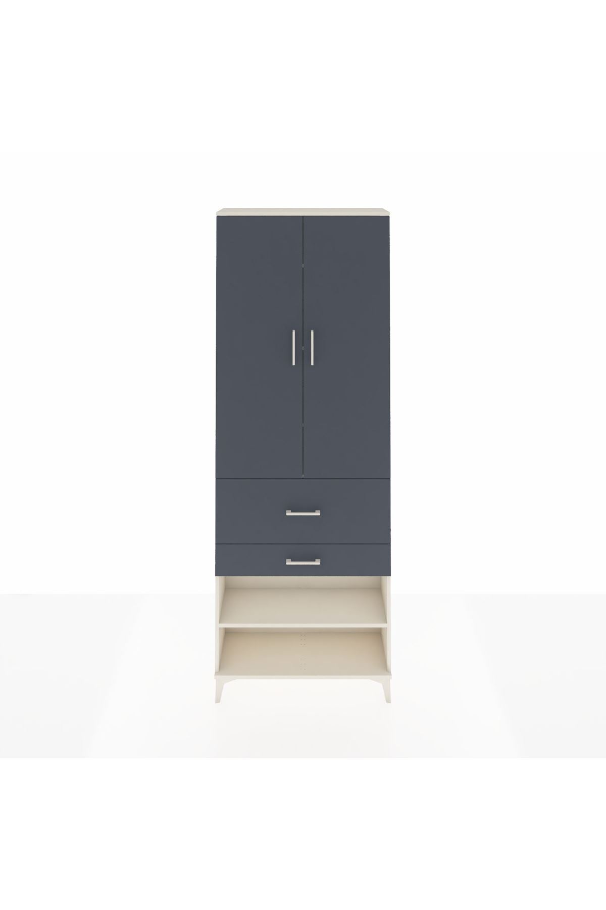 Arges Dolap 5 Raflı 2 Çekmeceli 2 Kapaklı 88x30x243 Aytaşı-Antrasit