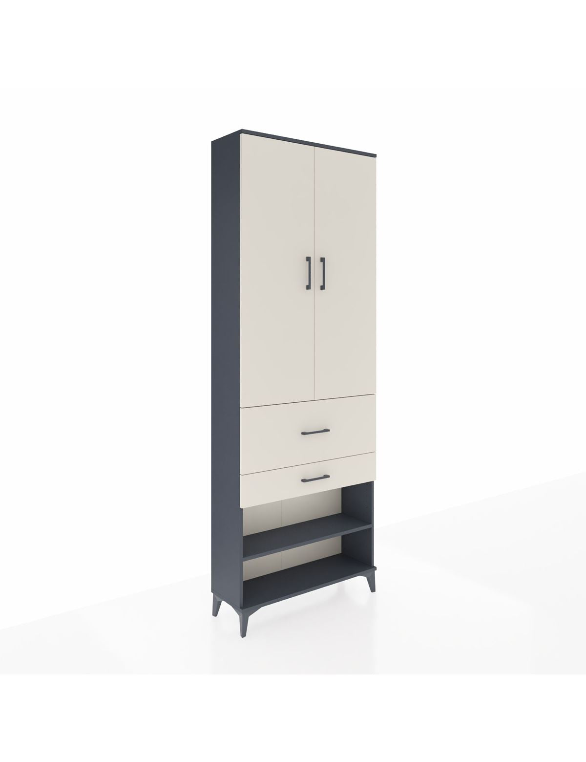 Arges Dolap 5 Raflı 2 Çekmeceli 2 Kapaklı 88x30x243 Antrasit-Aytaşı