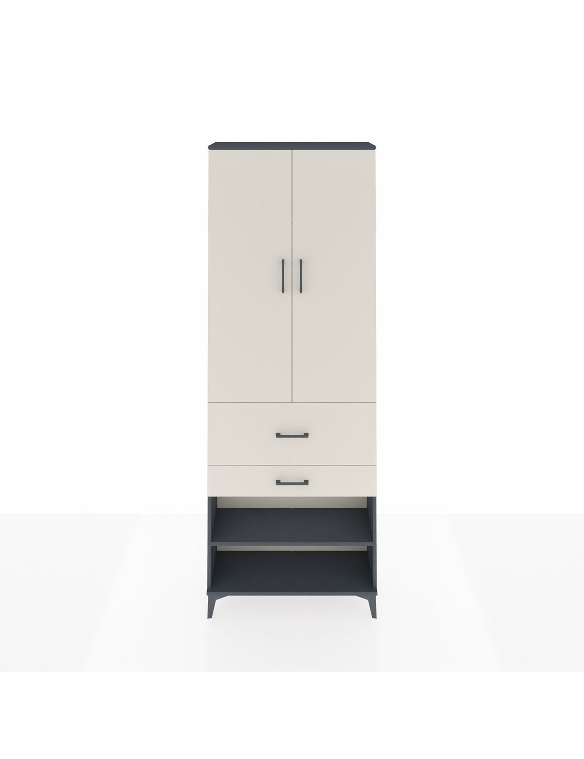 Arges Dolap 5 Raflı 2 Çekmeceli 2 Kapaklı 88x30x243 Antrasit-Aytaşı