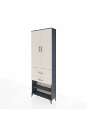 Arges Dolap 5 Raflı 2 Çekmeceli 2 Kapaklı 88x30x243 Antrasit-Aytaşı