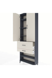 Arges Dolap 5 Raflı 2 Çekmeceli 2 Kapaklı 88x30x243 Antrasit-Aytaşı