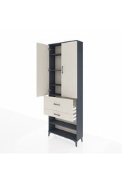 Arges Dolap 5 Raflı 2 Çekmeceli 2 Kapaklı 88x30x243 Antrasit-Aytaşı