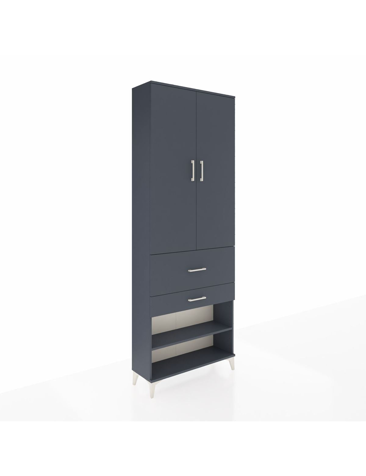 Arges Dolap 5 Raflı 2 Çekmeceli 2 Kapaklı 88x30x243 Antrasit-Antrasit