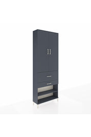 Arges Dolap 5 Raflı 2 Çekmeceli 2 Kapaklı 88x30x243 Antrasit-Antrasit