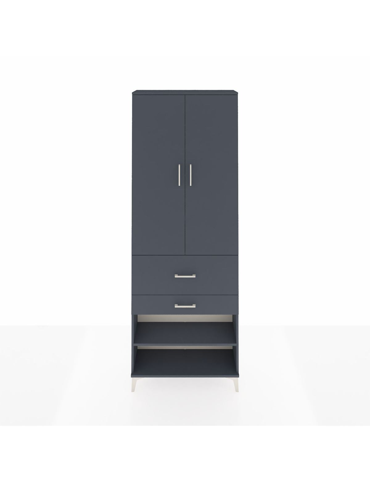 Arges Dolap 5 Raflı 2 Çekmeceli 2 Kapaklı 88x30x243 Antrasit-Antrasit