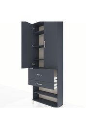 Arges Dolap 5 Raflı 2 Çekmeceli 2 Kapaklı 88x30x243 Antrasit-Antrasit