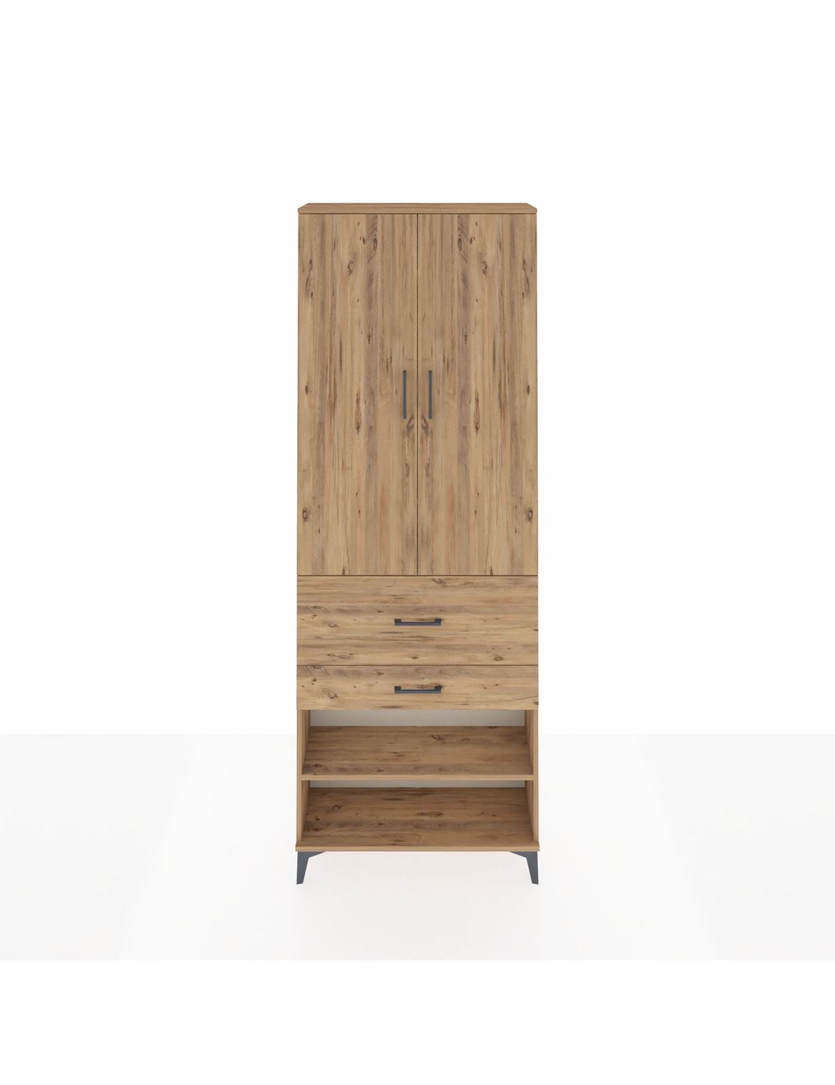 Arges Dolap 5 Raflı 2 Çekmeceli 2 Kapaklı 88x30x243 Çam-Çam