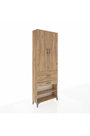 Arges Dolap 5 Raflı 2 Çekmeceli 2 Kapaklı 88x30x243 Çam-Çam