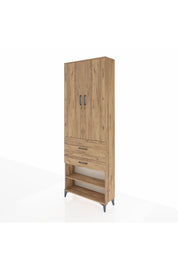 Arges Dolap 5 Raflı 2 Çekmeceli 2 Kapaklı 88x30x243 Çam-Çam