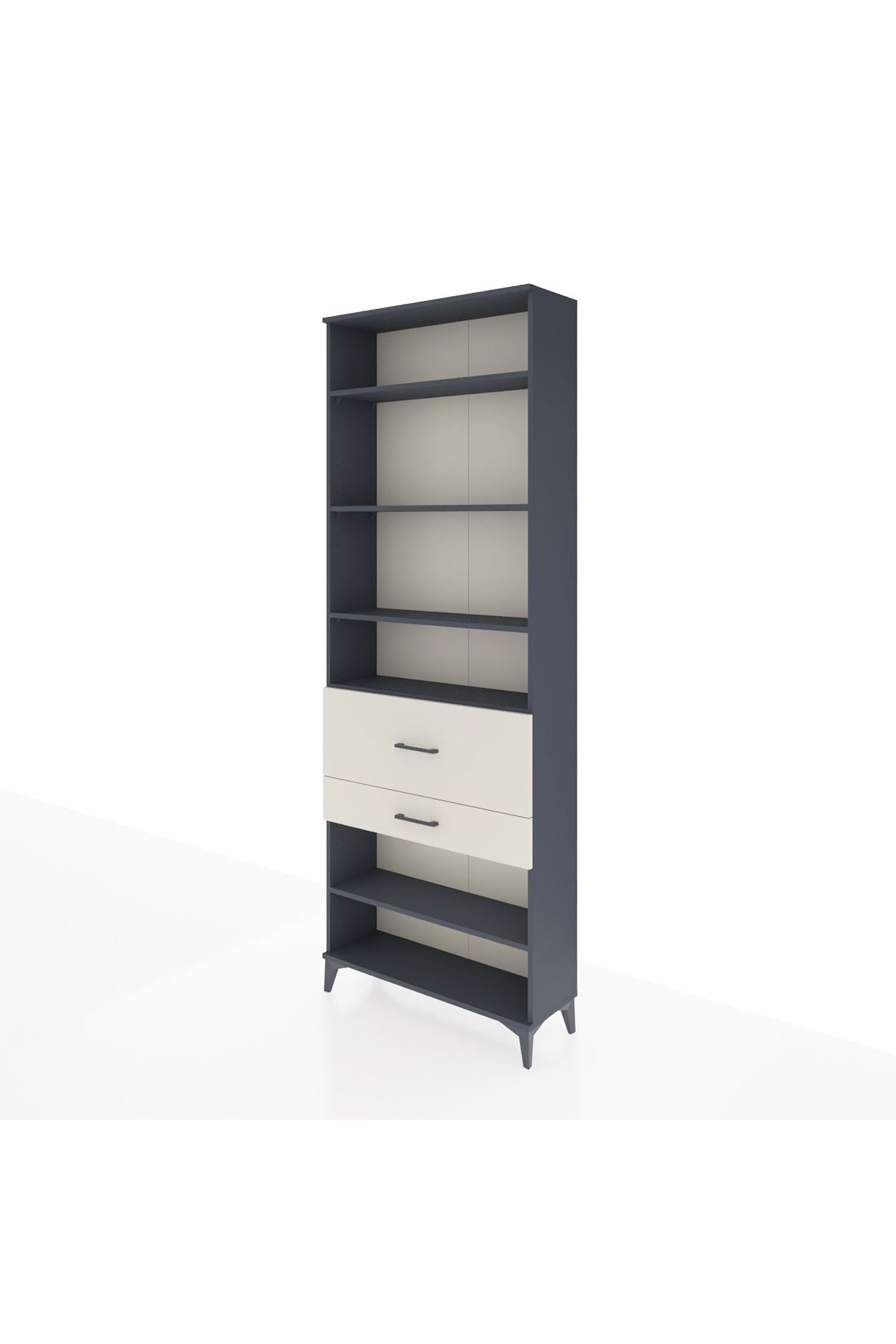 Arges Dolap 5 Raflı 2 Çekmeceli 88x30x243 Antrasit-Aytaşı