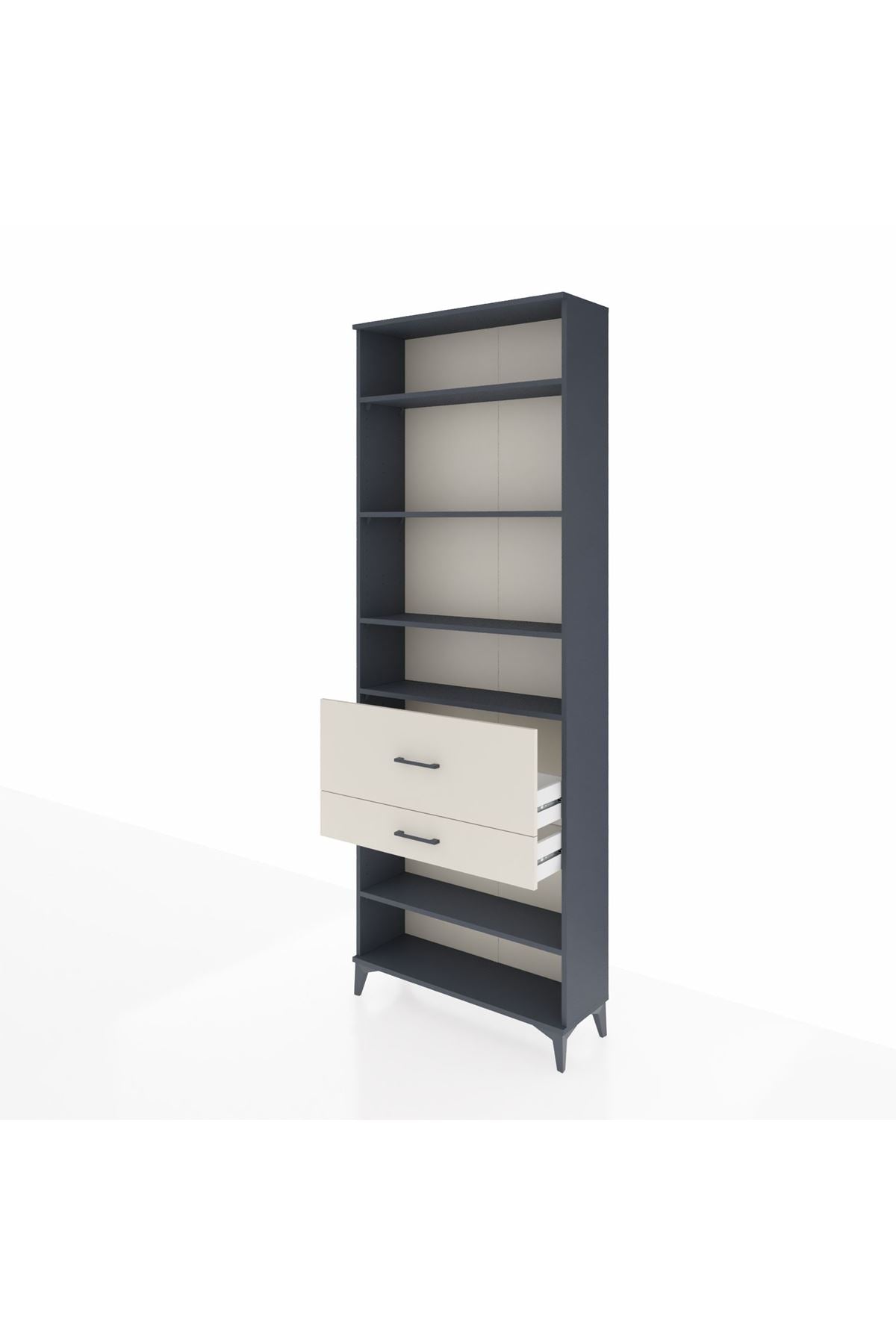 Arges Dolap 5 Raflı 2 Çekmeceli 88x30x243 Antrasit-Aytaşı