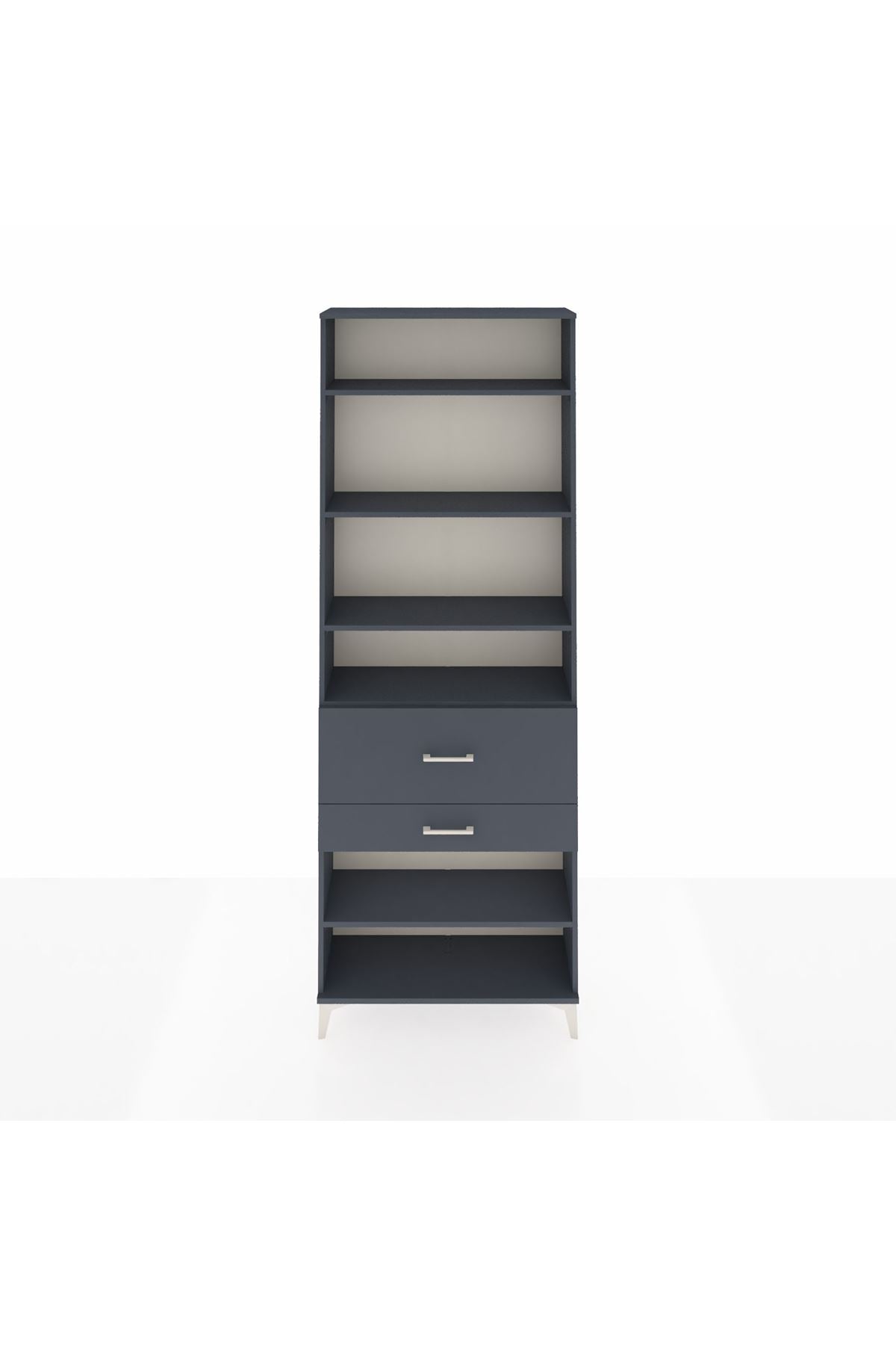 Arges Dolap 5 Raflı 2 Çekmeceli 88x30x243 Antrasit-Antrasit