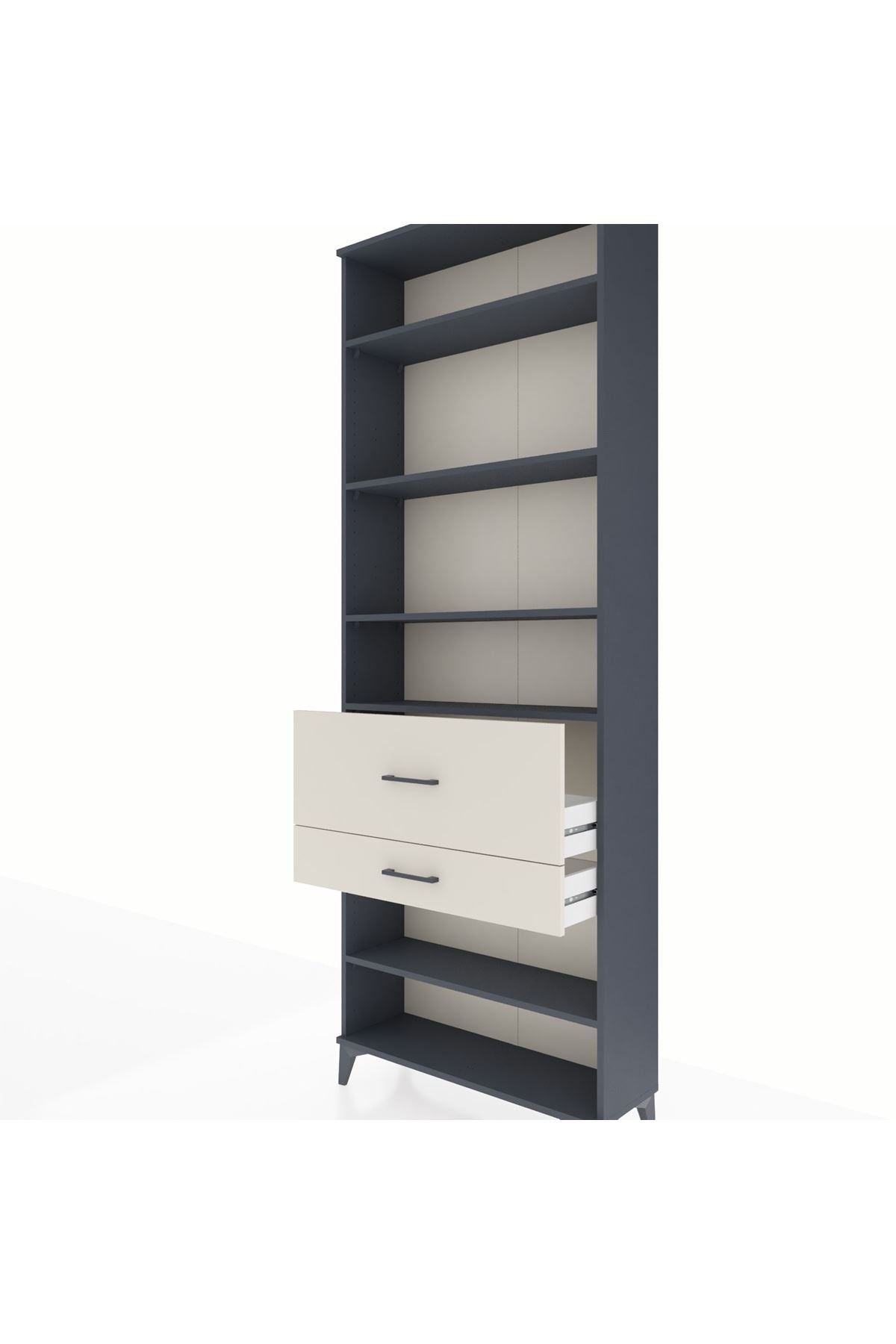 Arges Dolap 5 Raflı 2 Çekmeceli 88x30x243 Antrasit-Aytaşı