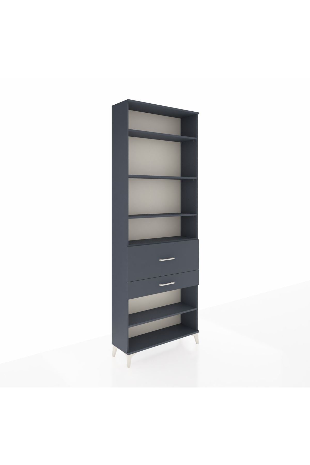 Arges Dolap 5 Raflı 2 Çekmeceli 88x30x243 Antrasit-Antrasit