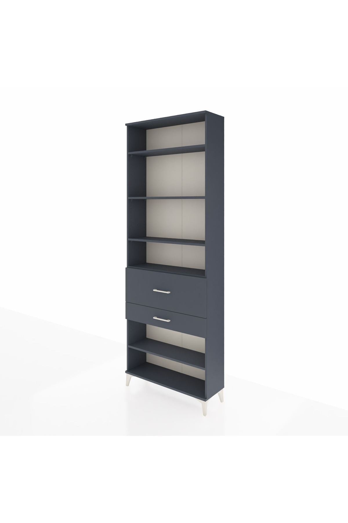 Arges Dolap 5 Raflı 2 Çekmeceli 88x30x243 Antrasit-Antrasit