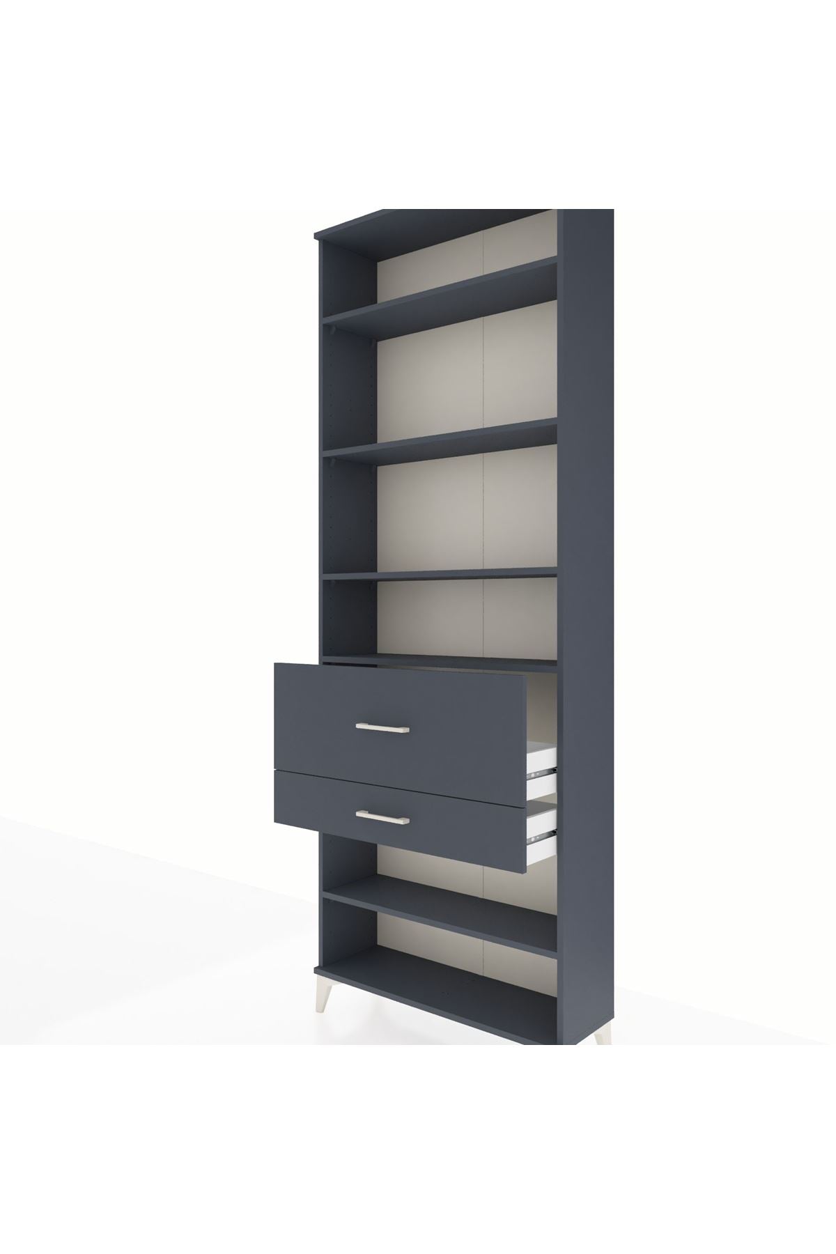 Arges Dolap 5 Raflı 2 Çekmeceli 88x30x243 Antrasit-Antrasit