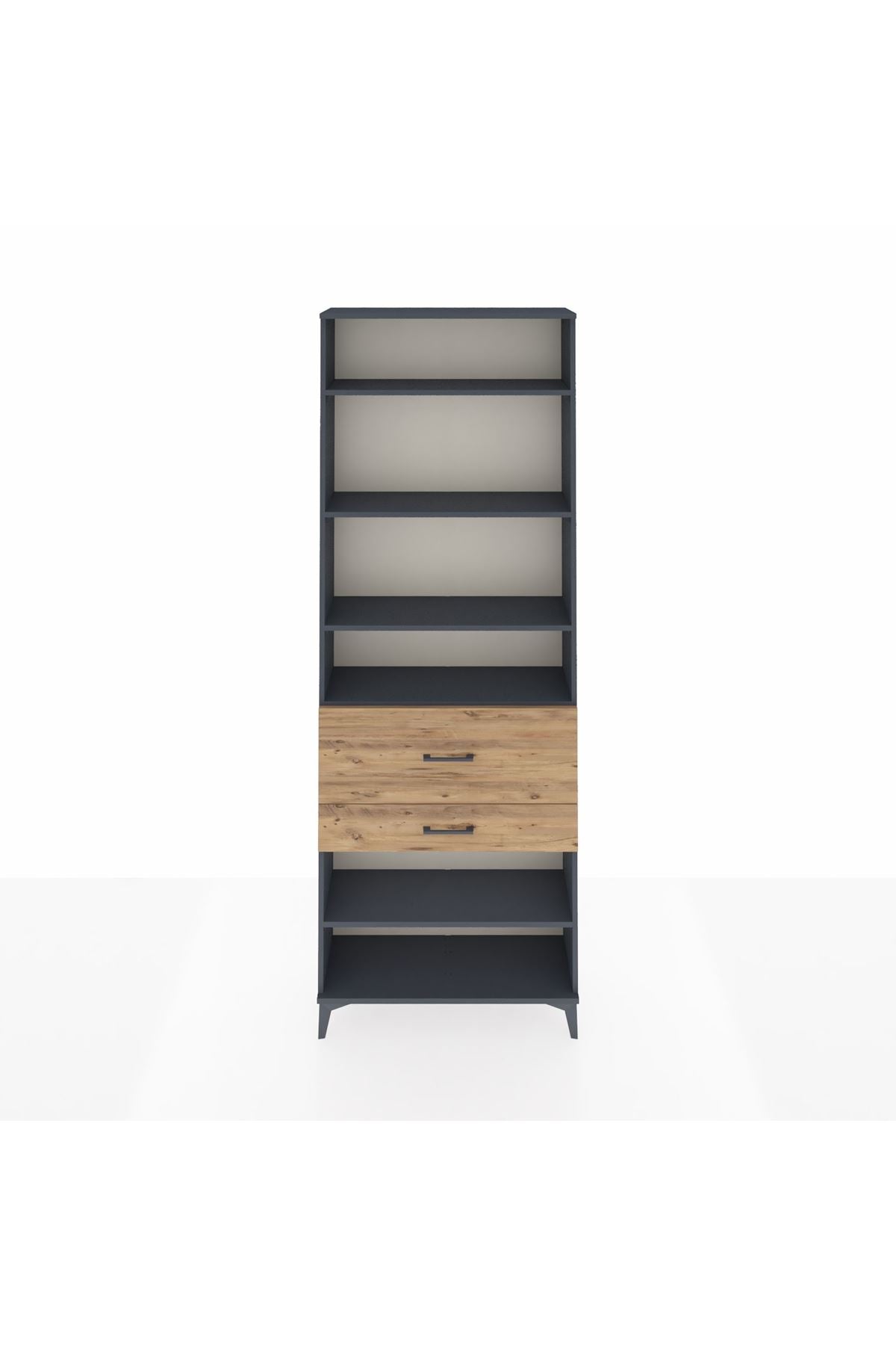 Arges Dolap 5 Raflı 2 Çekmeceli 88x30x243 Antrasit-Çam