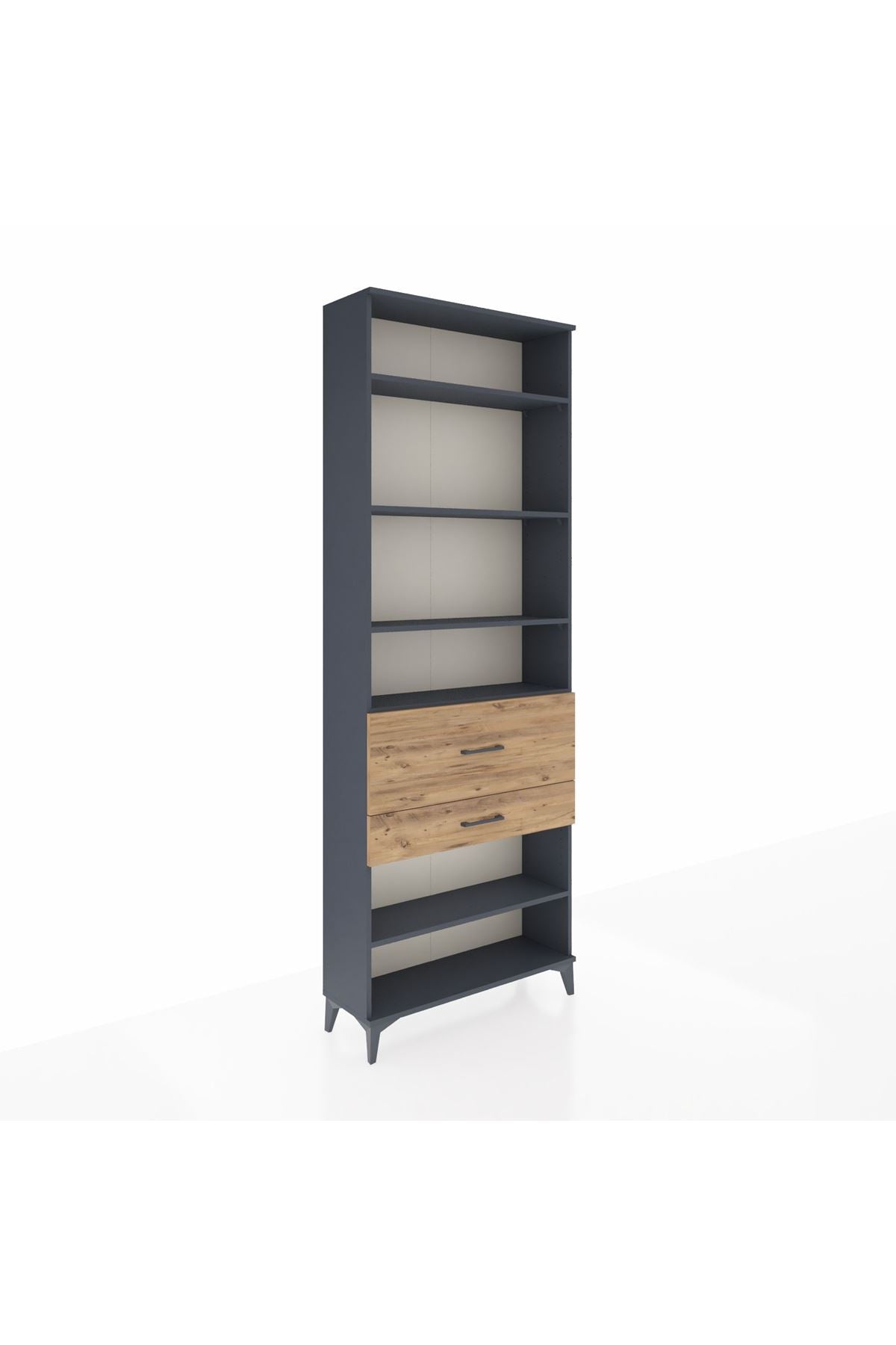 Arges Dolap 5 Raflı 2 Çekmeceli 88x30x243 Antrasit-Çam