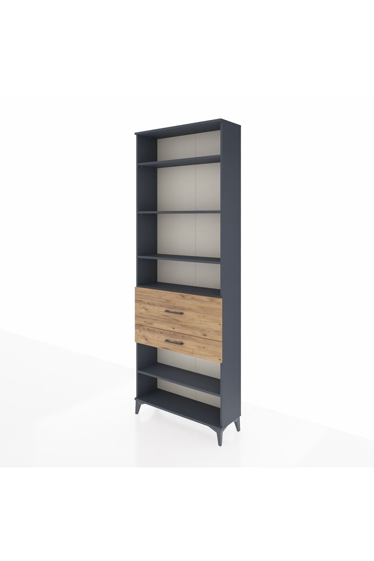 Arges Dolap 5 Raflı 2 Çekmeceli 88x30x243 Antrasit-Çam