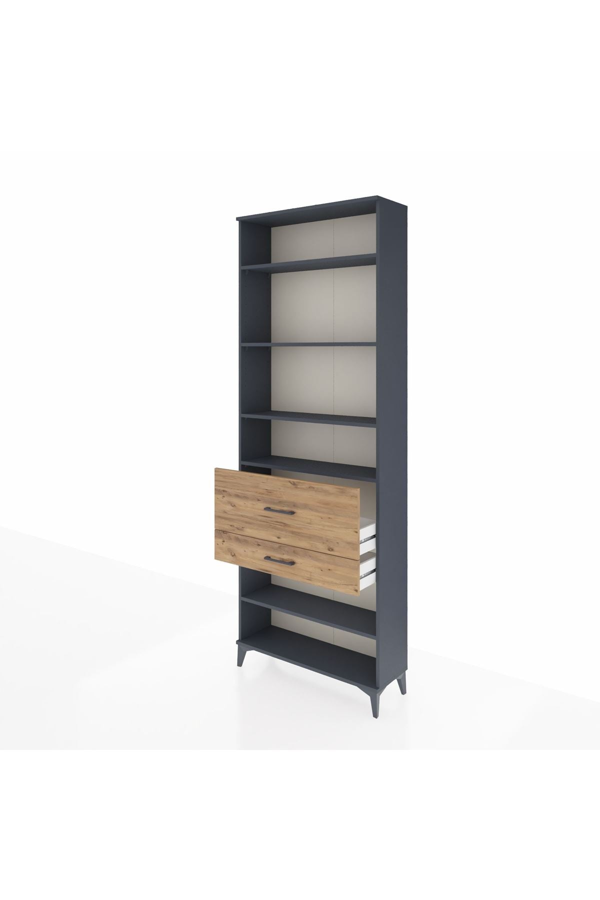 Arges Dolap 5 Raflı 2 Çekmeceli 88x30x243 Antrasit-Çam