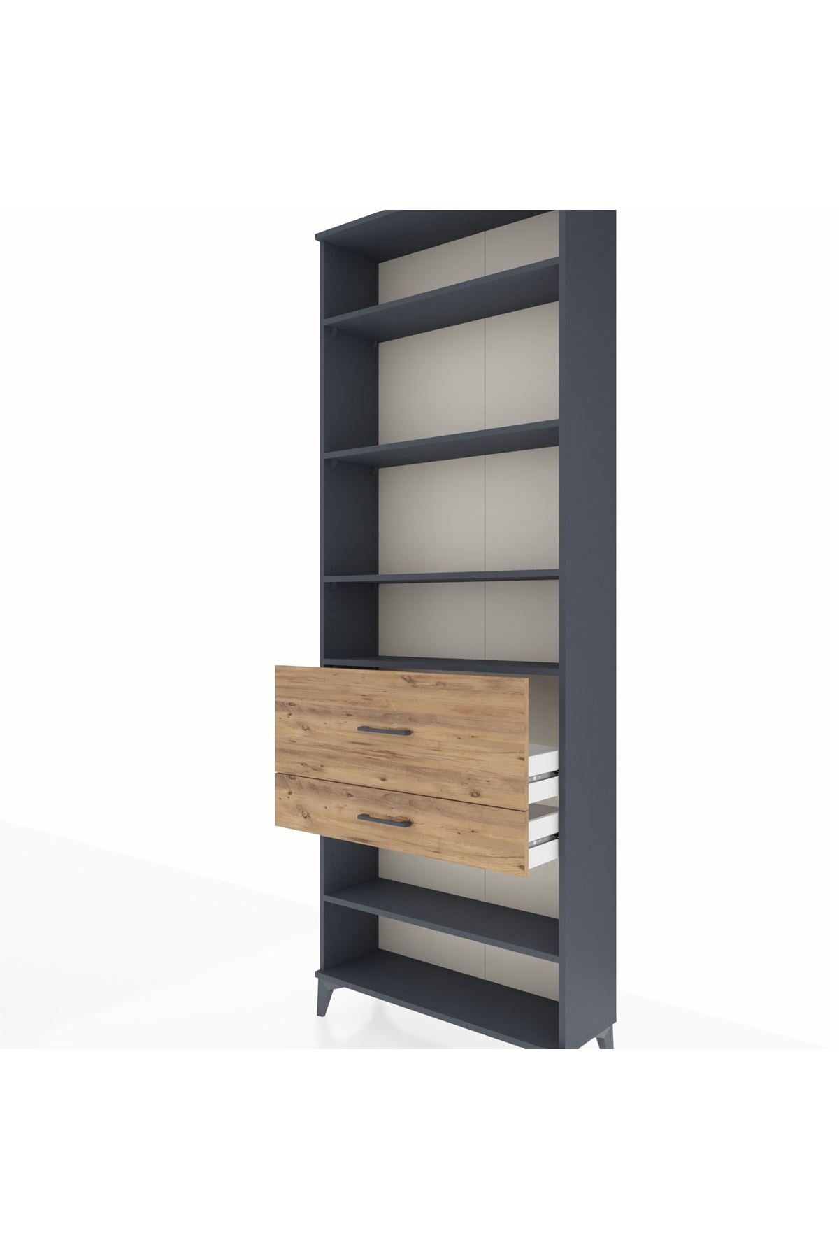 Arges Dolap 5 Raflı 2 Çekmeceli 88x30x243 Antrasit-Çam