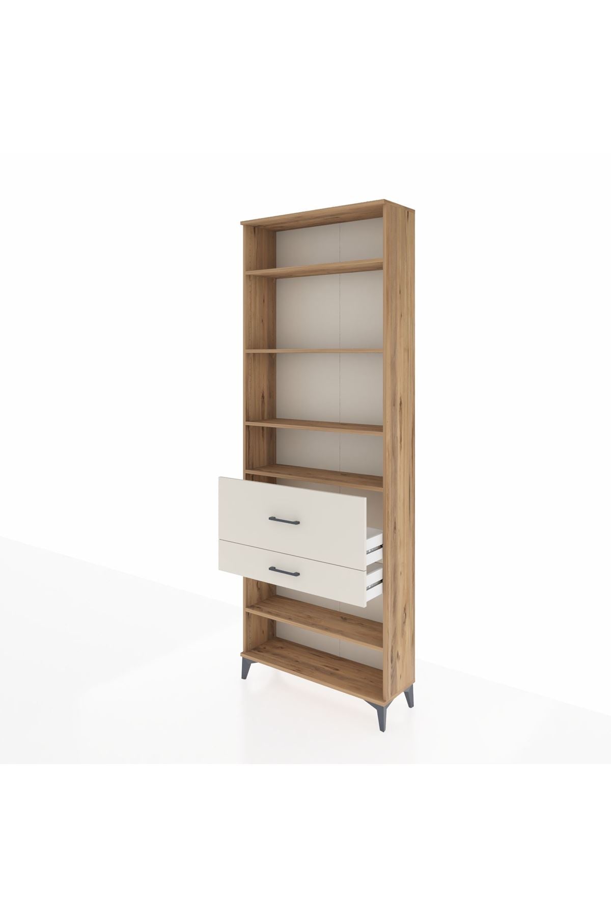 Arges Dolap 5 Raflı 2 Çekmeceli 88x30x243 Çam-Aytaşı