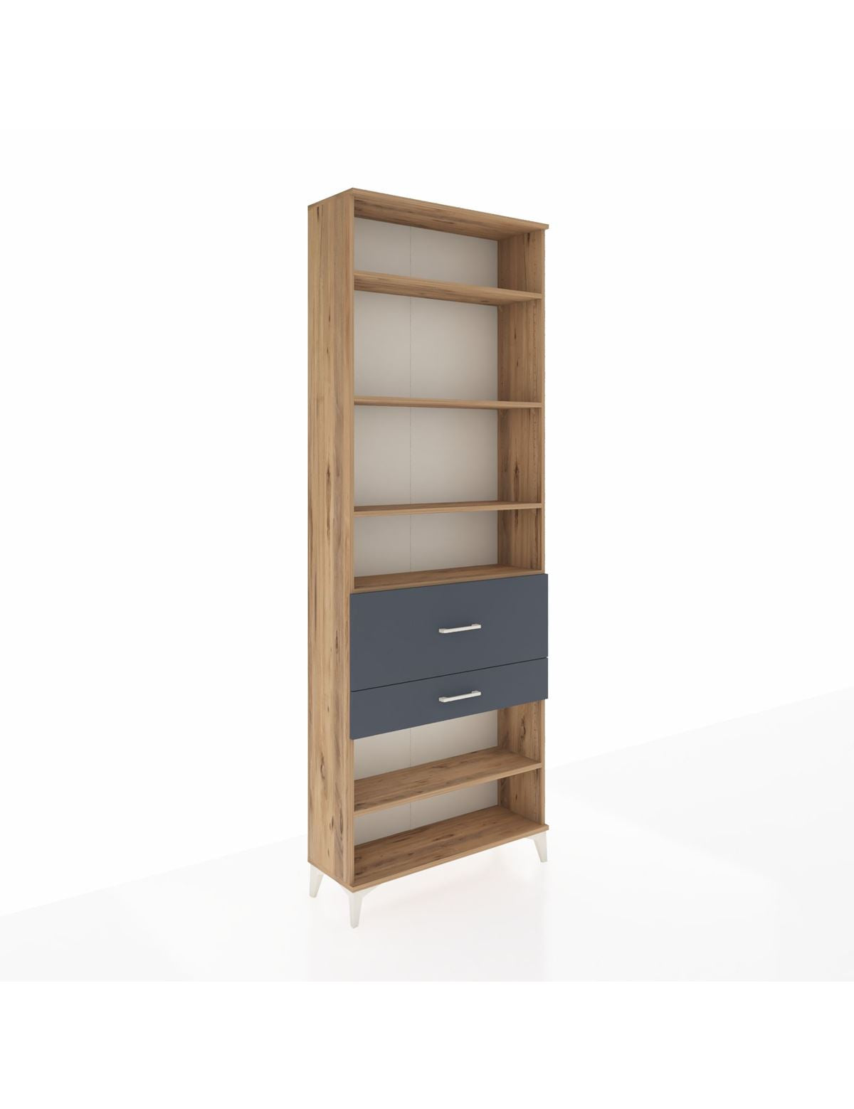 Arges Dolap 5 Raflı 2 Çekmeceli 88x30x243 Çam-Antrasit