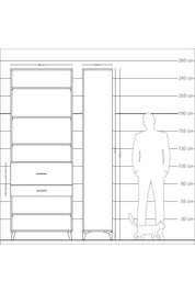 Arges Dolap 5 Raflı 2 Çekmeceli 88x30x243 Çam-Antrasit