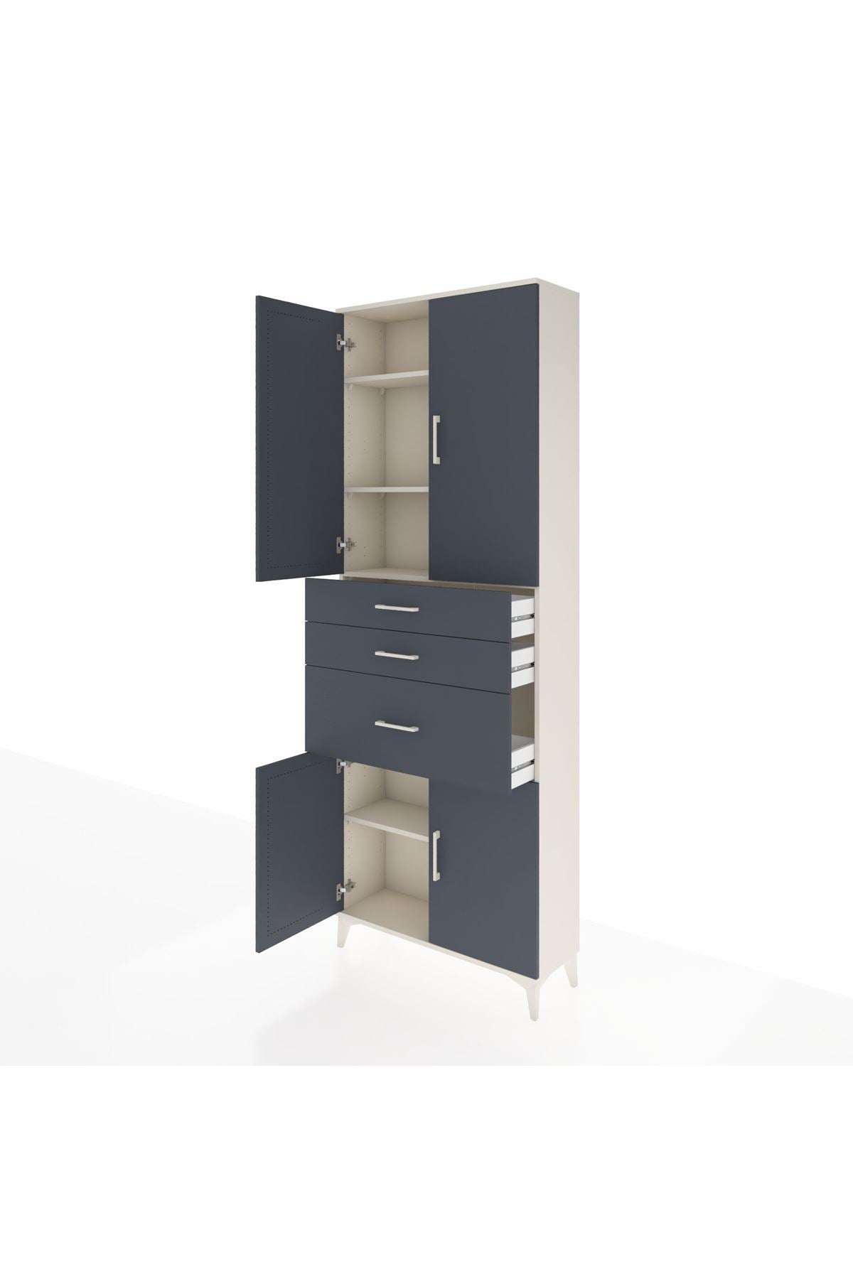 Arges Dolap 4 Raflı 3 Çekmeceli 4 Kapaklı 88x30x243 Aytaşı-Antrasit