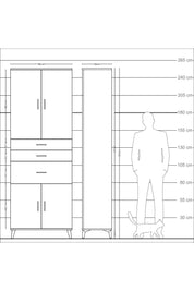 Arges Dolap 4 Raflı 3 Çekmeceli 4 Kapaklı 88x30x243 Aytaşı-Antrasit