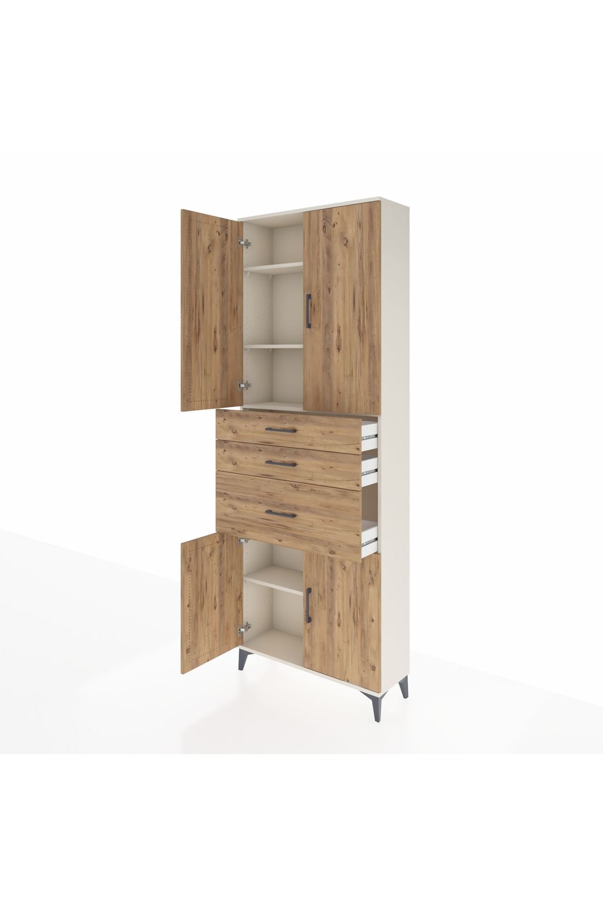 Arges Dolap 4 Raflı 3 Çekmeceli 4 Kapaklı 88x30x243 Aytaşı-Çam