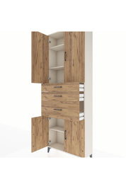 Arges Dolap 4 Raflı 3 Çekmeceli 4 Kapaklı 88x30x243 Aytaşı-Çam