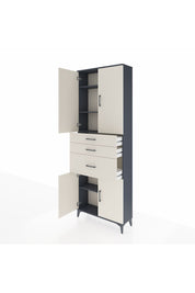 Arges Dolap 4 Raflı 3 Çekmeceli 4 Kapaklı 88x30x243 Antrasit-Aytaşı