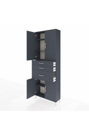 Arges Dolap 4 Raflı 3 Çekmeceli 4 Kapaklı 88x30x243 Antrasit-Antrasit