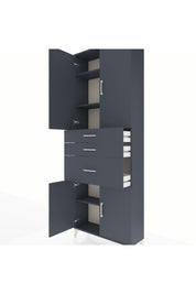 Arges Dolap 4 Raflı 3 Çekmeceli 4 Kapaklı 88x30x243 Antrasit-Antrasit