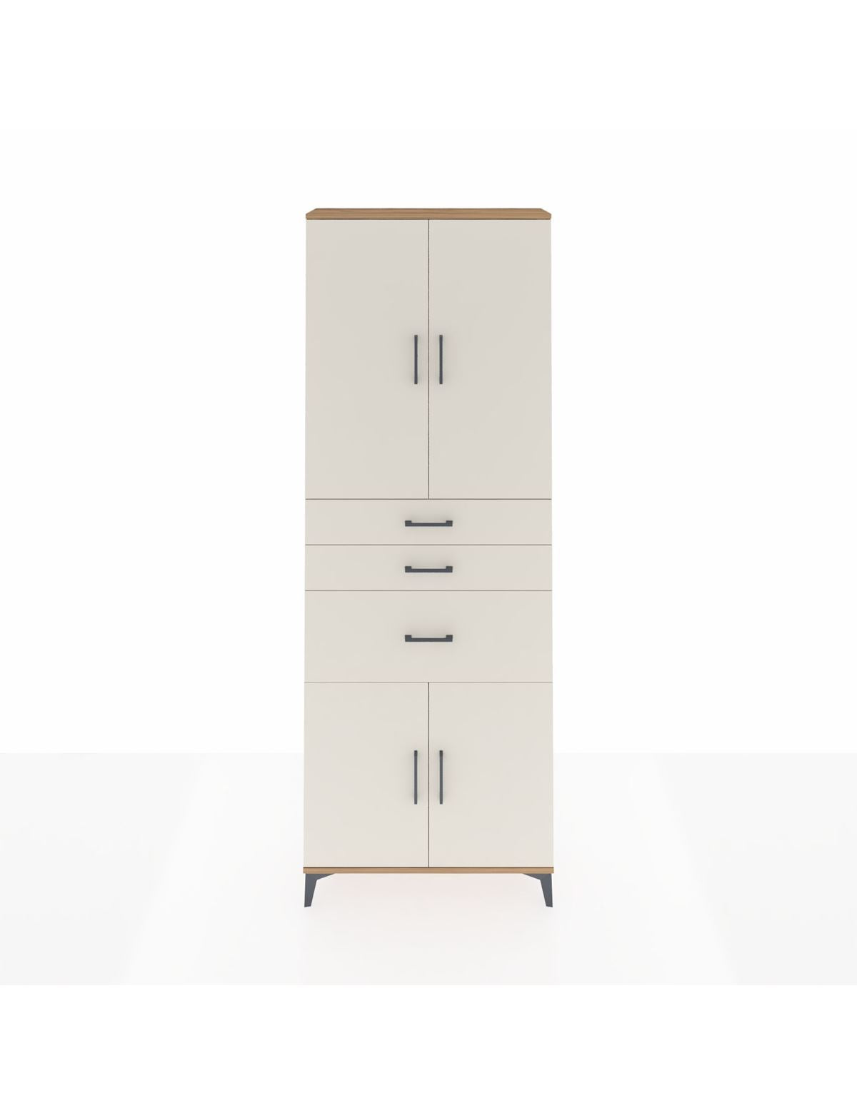 Arges Dolap 4 Raflı 3 Çekmeceli 4 Kapaklı 88x30x243 Çam-Aytaşı